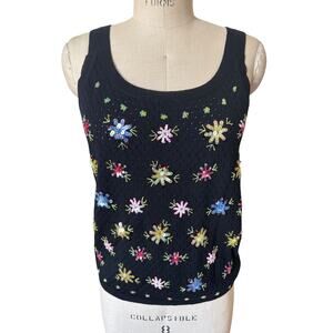 Carissma Floral Sequin Wool Knit Tank Top Size Large